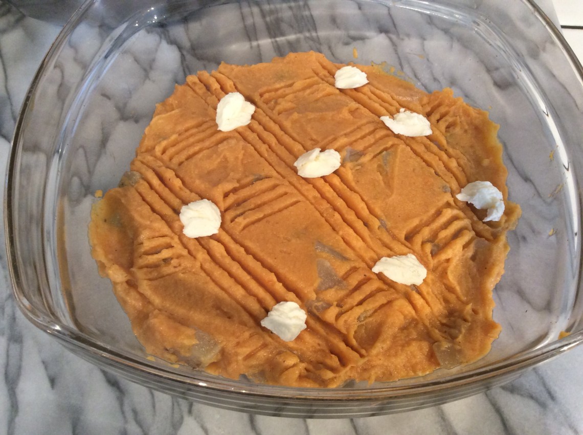 gratin de patate douce et chou-rave avant cuisson